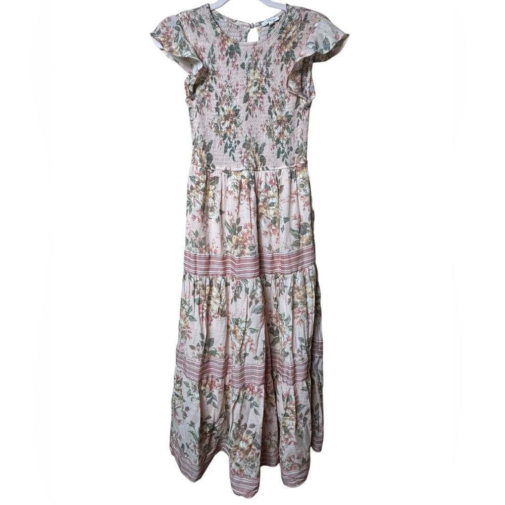Floral Ruffle Sleeve Maxi Dress